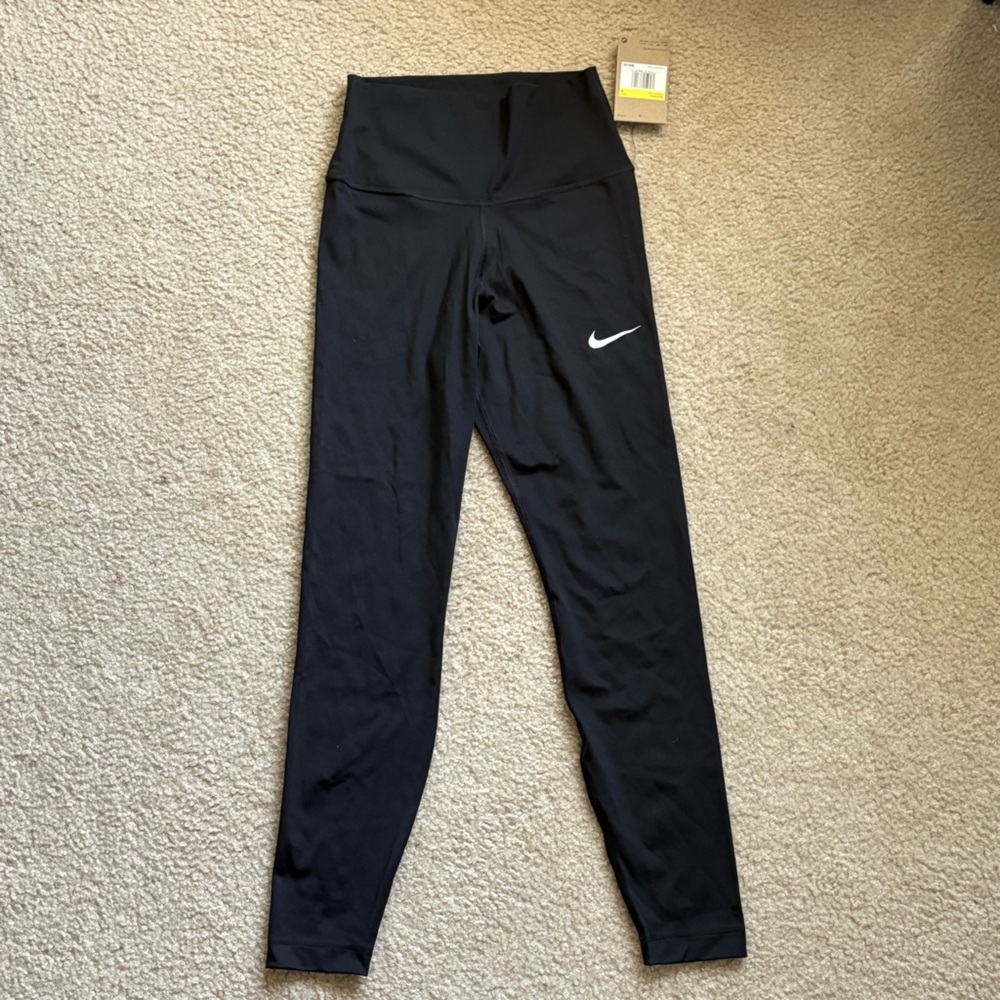 Nike Black High-Waist Leggings with White Swoosh